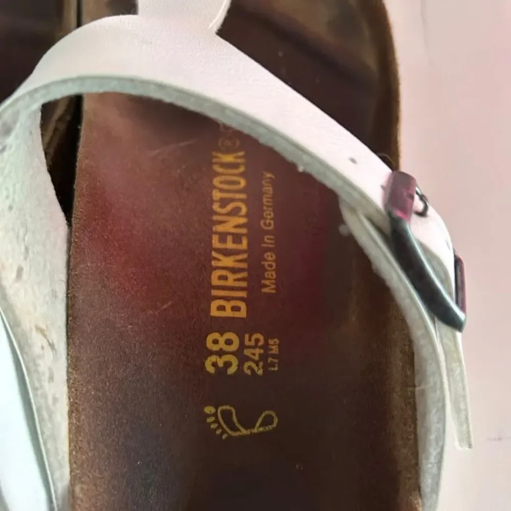 Birkenstock Gizeh Thong Sandals Womens Size 38 L7 M5 White Birko-Flor Comfort